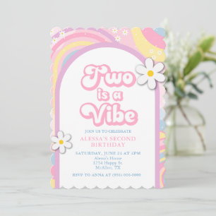 Invitación Dos es un ambiente genial Colores pastel de chica