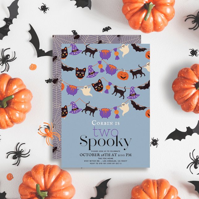 Invitación Dos espantosos Halloween Blue 2º cumpleaños (Subido por el creador)