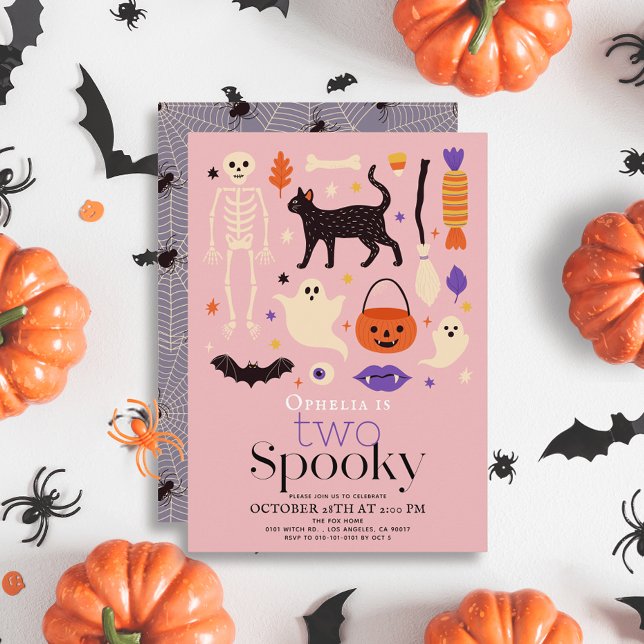 Invitación Dos espantosos motivos de Halloween Pink 2º cumple (Subido por el creador)