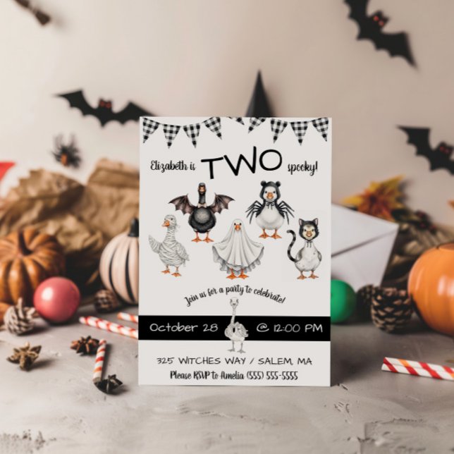 Invitación DOS Espeluznante! Cumpleaños de ganso de Halloween (Subido por el creador)