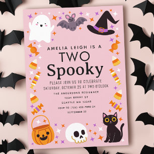 Invitación Dos espeluznantes Chicas de Halloween en segundo c