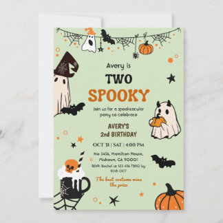 Invitación Dos espeluznantes fantasmas de cumpleaños de Hallo