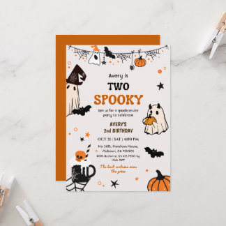 Invitación Dos espeluznantes fantasmas de cumpleaños de Hallo