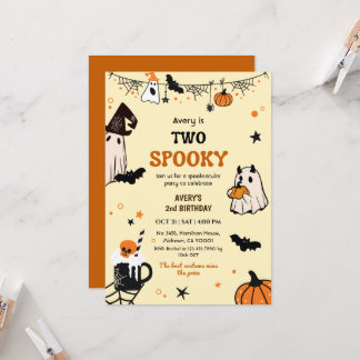 Invitación Dos espeluznantes fantasmas de cumpleaños de Hallo
