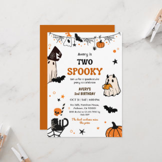 Invitación Dos espeluznantes fantasmas de cumpleaños de Hallo