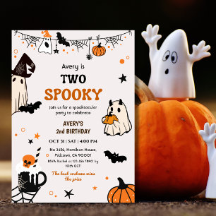 Invitación Dos espeluznantes fantasmas de cumpleaños de Hallo