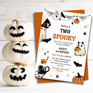 Invitación Dos espeluznantes fantasmas de cumpleaños de Hallo