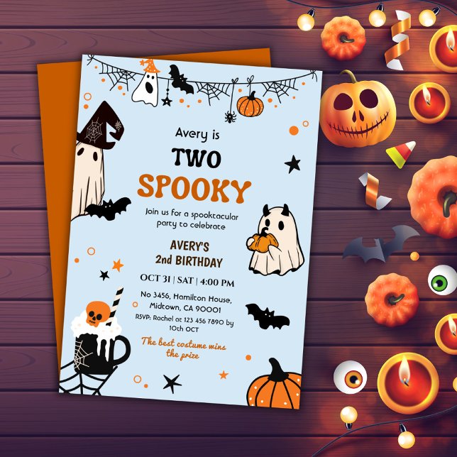 Invitación Dos espeluznantes fantasmas de cumpleaños de Hallo (Subido por el creador)