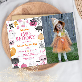 Invitación Dos espeluznantes fotos de cumpleaños de Halloween