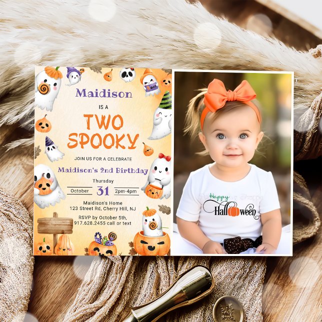 Invitación Dos espeluznantes fotos de cumpleaños de Halloween (Subido por el creador)