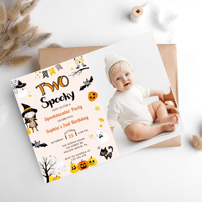 Invitación Dos espeluznantes fotos de cumpleaños de Halloween (Subido por el creador)