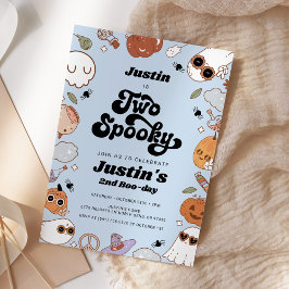 Invitación Dos espeluznantes Groovy Halloween Boy segundo cum