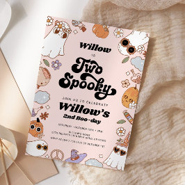 Invitación Dos espeluznantes Groovy Halloween segundo cumplea