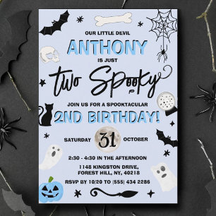 Invitación ¡Dos Espeluznantes! Halloween Boys 2º cumpleaños