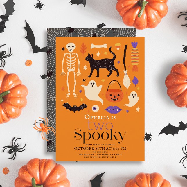 Invitación Dos espeluznantes motivos de Halloween Naranja seg (Subido por el creador)