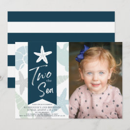 Invitación Dos estrellas de la marina de mar Azul foto de seg