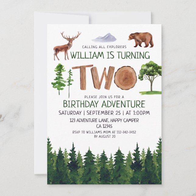Invitación Dos exploradores Adventure Boys 2º cumpleaños (Anverso)