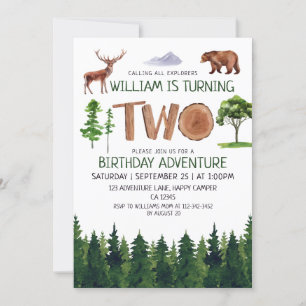 Invitación Dos exploradores Adventure Boys 2º cumpleaños