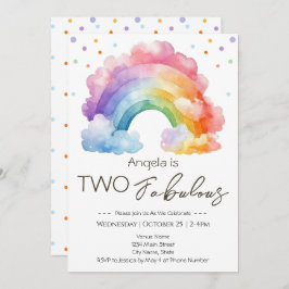 Invitación Dos fabulosos niños arcoiris cumpleaños