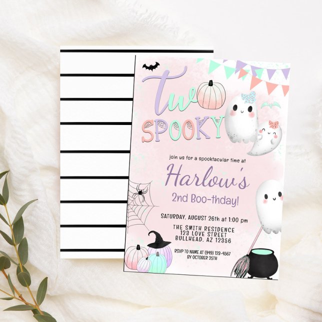 Invitación Dos Famosos Fantasma Pastel Halloween Segundo Cump (Subido por el creador)