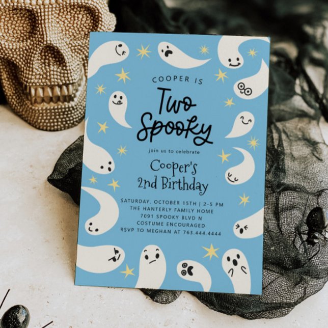 Invitación Dos Fantasma Azul de Halloween Cumpleaños (Subido por el creador)