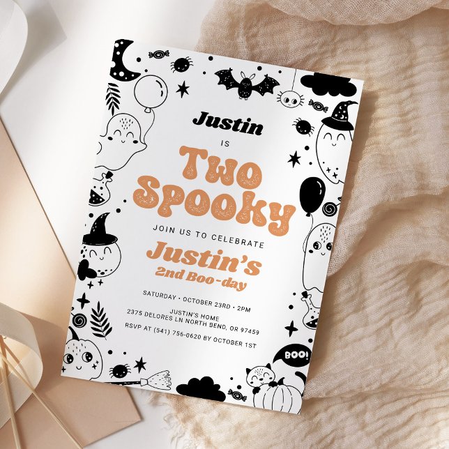 Invitación Dos Fantasma Naranja Ghost Halloween Cumpleaños (Subido por el creador)