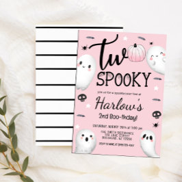 Invitación Dos Fantasma Pastel Rosa Halloween Cumpleaños