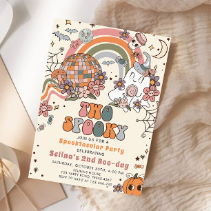 Invitación Dos Fantasma Retro Ghost Halloween 2º cumpleaños