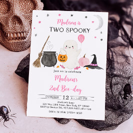 Invitación Dos Fantasma Rosa Espectacular Halloween Cumpleaño
