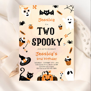 Invitación Dos fantasmagóricos cumpleaños de Halloween