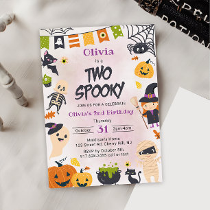 Invitación Dos fantasmagóricos cumpleaños de Halloween