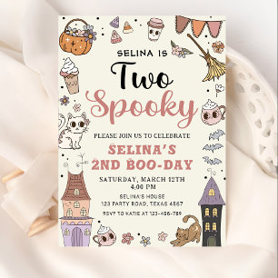 Invitación Dos fantasmagóricos Fantasma Halloween 2º cumpleañ