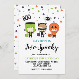 Invitación Dos fantasmagóricos niños de Halloween Cumpleaños