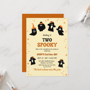Invitación Dos fantasmas espeluznantes de cumpleaños de Hallo
