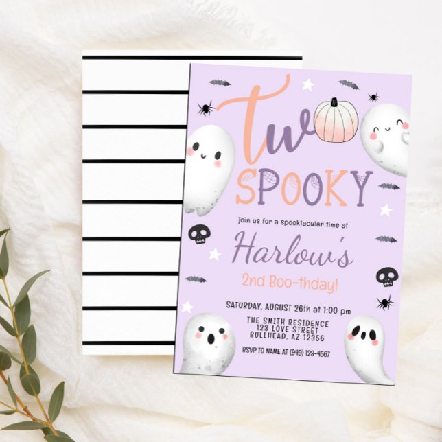 Invitación Dos Fantasmas Fantasma Pastel Purple Halloween Cum (Subido por el creador)