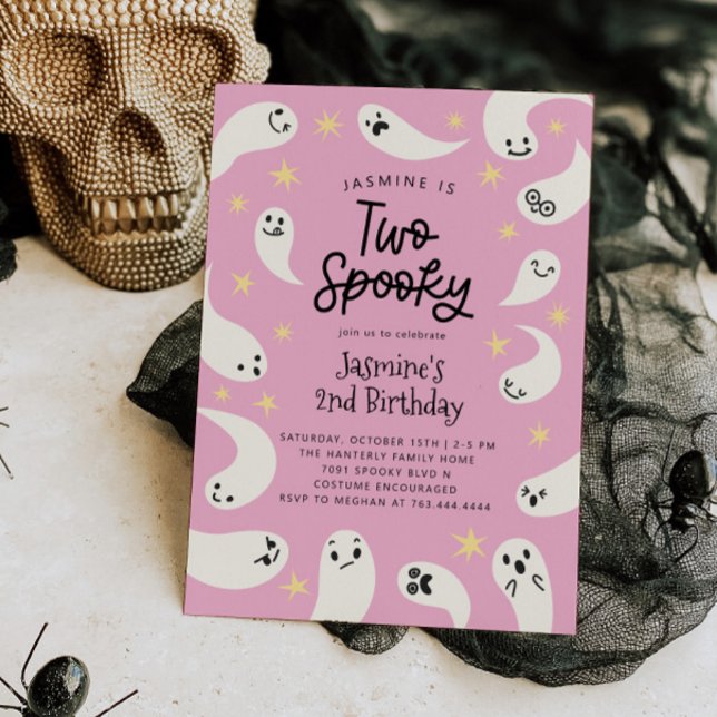Invitación Dos Fantasmas Fantasma Rosa De Halloween (Subido por el creador)