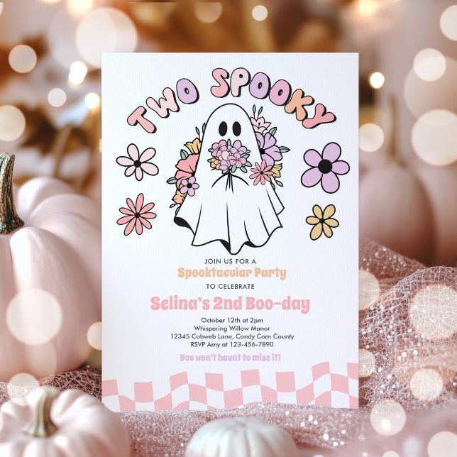 Invitación Dos fantasmas florales de Halloween 2º cumpleaños (Subido por el creador)
