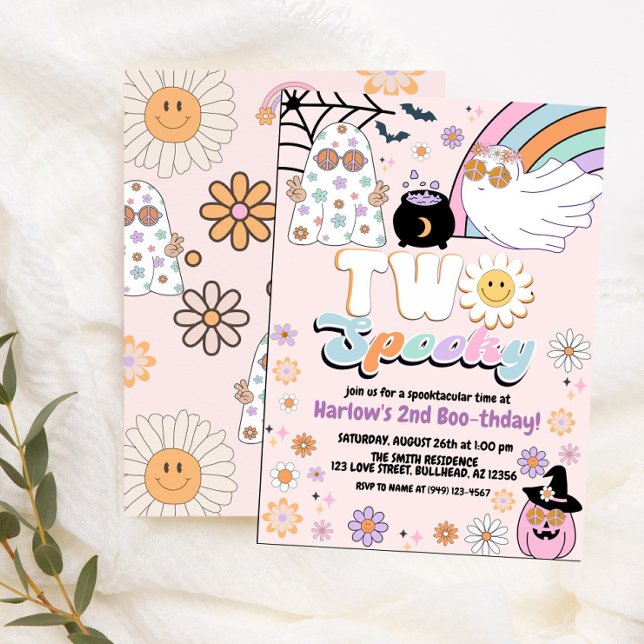 Invitación Dos Fantasmas Groovy Fantasma Hippie Halloween Cum (Subido por el creador)