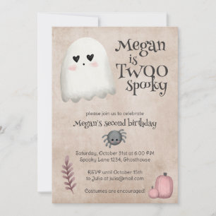 Invitación Dos Fantasmas Kawaii Espeluznantes Cumpleaños de H