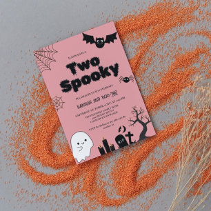 Invitación Dos fantasmas rosadas Halloween Segunda fiesta de