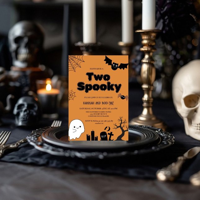Invitación Dos fantasmas rosadas Halloween Segunda fiesta de  (Subido por el creador)