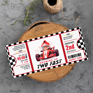 Invitación Dos Fast Race Car Ticket Pass Second Birday Invi