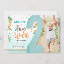 Invitación Dos feathers tribales salvajes de Boho