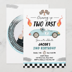 Invitación Dos festividades rápidas de cumpleaños Carrera Azu