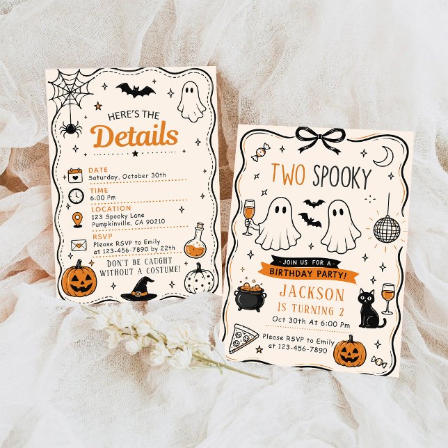Invitación DOS fiesta de cumpleaños de Halloween azul espeluz (Subido por el creador)
