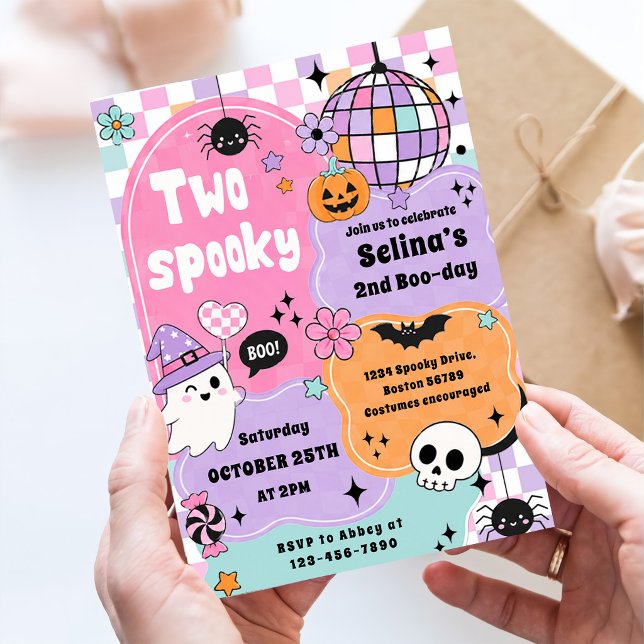 Invitación DOS Fiesta de Cumpleaños de Halloween Azul espeluz (Subido por el creador)