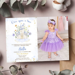 Invitación Dos fiesta de cumpleaños un castillo de princesa F