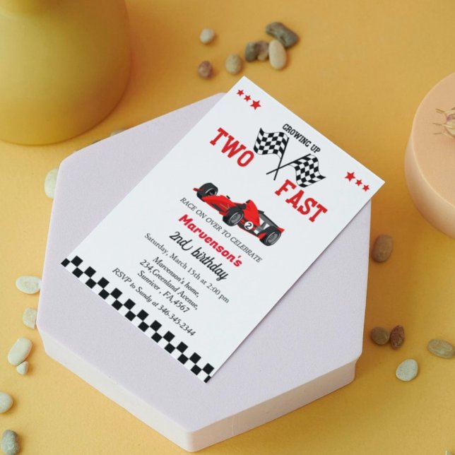 Invitación Dos fiestas de 2º cumpleaños para un coche de carr (Subido por el creador)