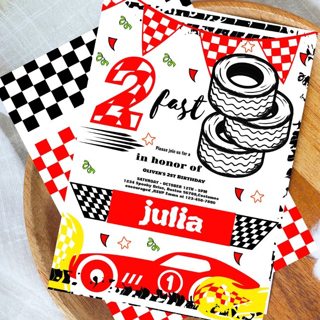 Invitación Dos Fiestas de autos de segunda Fiesta de cumpleañ (Subido por el creador)