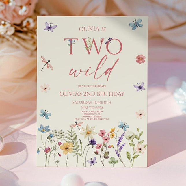 Invitación Dos Fiestas de cumpleaños 2 de Flor salvaje silves (Subido por el creador)